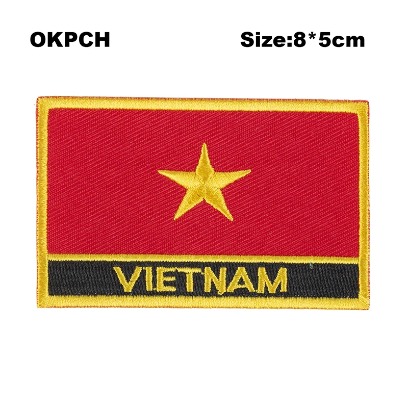 

Vietnam Flag patcheswork fabric embroidery patch in Patches iorn patches for clothing flower PT0212-R