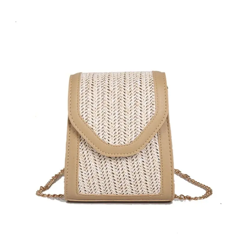 

Straw Rattan Handmade Square Woven Bag Crossbody Bag Chain Handbag for Women Ladies Summer Beach Travel Vacation