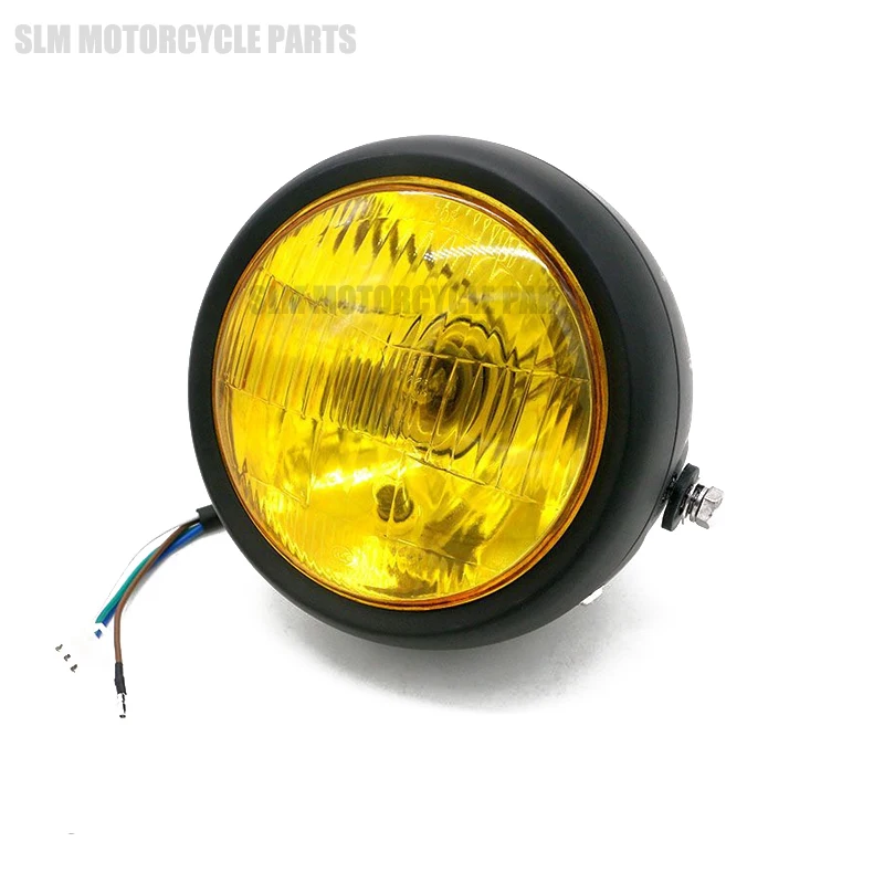 

Motorcycle Headlight Black Metal Retro Halogen Front Light 12V Fits For CG125 GN125 CB CL Yamaha Suzuki Cafe Racer Bobber Custom