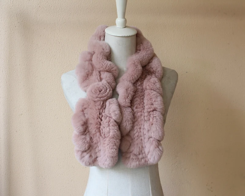 genuine knitted rabbit fur scarf neck collar (2)