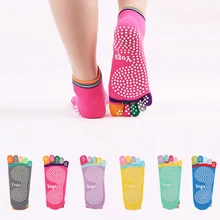 2 пара/лот женские пять пальцев ног Йога носки красочные нескользящие спортивные хлопковые носки с захватами Нескользящие силиконовые точки, ЕС 34-39
