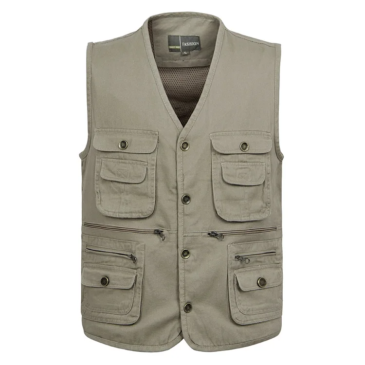 Men Large Size XL 4XL Motorcycle Casual Vest Male Multi Pocket Tactical