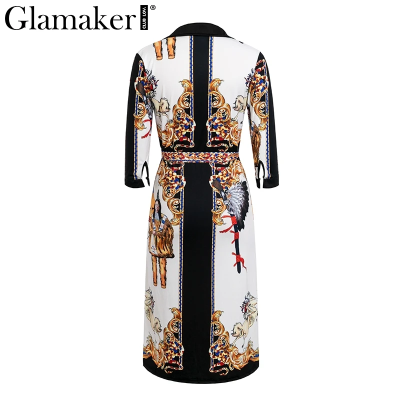 Женское платье рубашка Glamaker белое средней длины с глубоким треугольным вырезом и