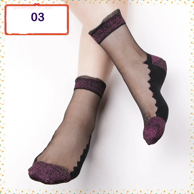 Women Summer Shiny Socks Ultrathin Transparent Sparkling Crystal Silk Quartz Fiber Slim Girl Ankle Meias Chiffon Sox|socks fashion|socks anklesox