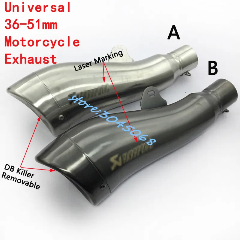 

Universal Inlet 51mm Stainless Steel Laser Marking Motorcycle Exhaust Motorbike Muffler GP HP Pipe For R25 CBR400 CBR500 R6 MT09