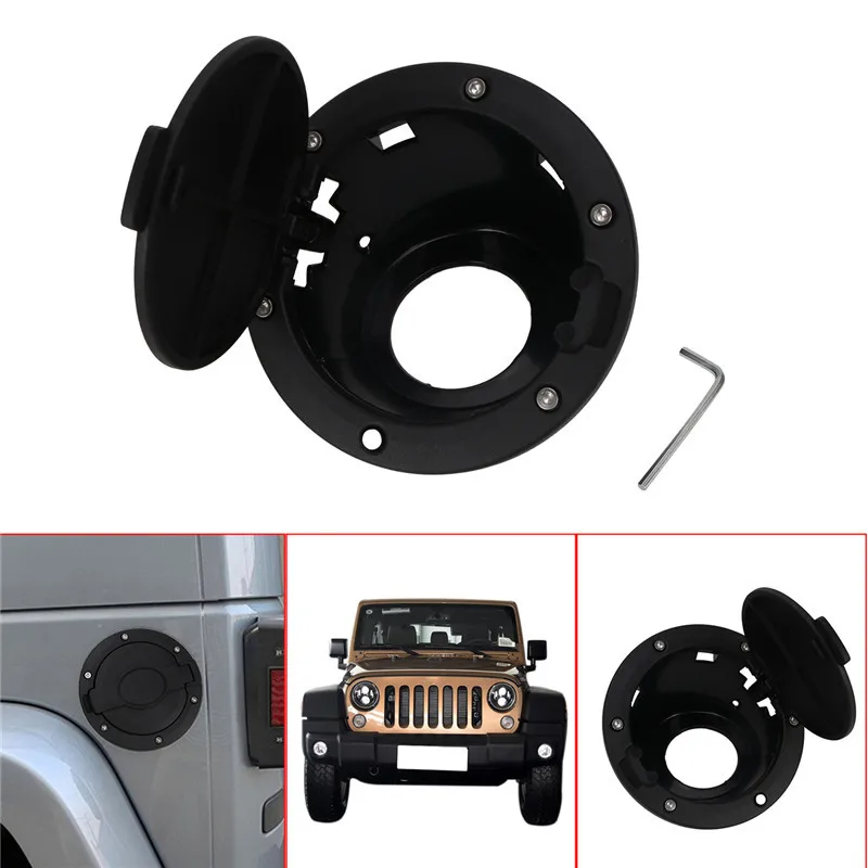 Высокое качество Черный топливный бак наполнитель газ алюминий спрей крышка двери ABS база Крышка Накладка для Jeep Wrangler JK 2/4 двери 2007-/