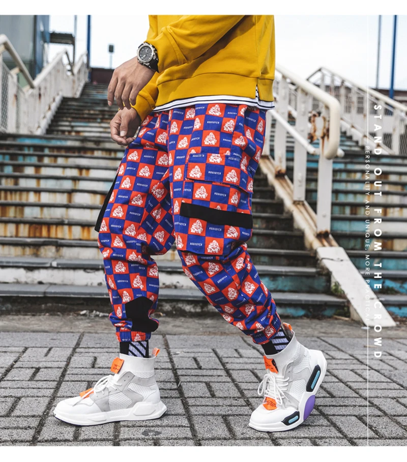 Purple Skateboard Color Pants Men Cotton Camo Hip Hop Fashion Cargo Pants  (26)