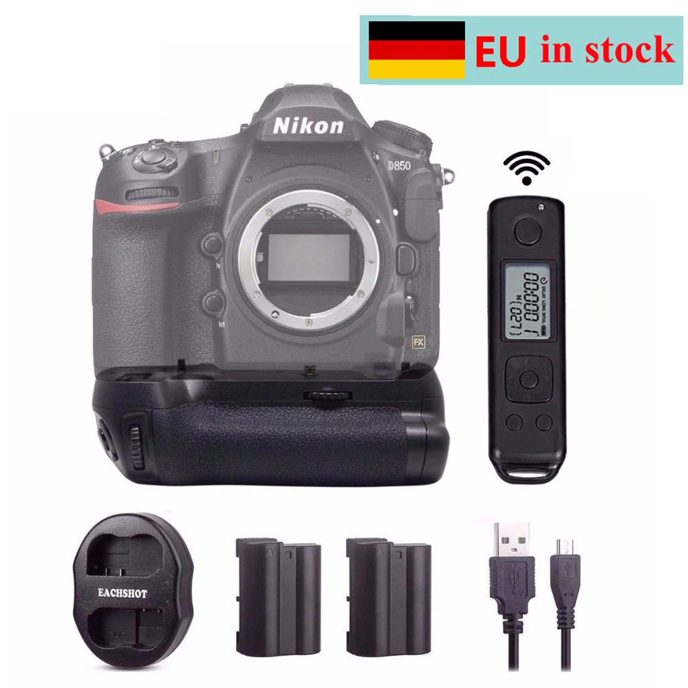 US $116.64 Meike MKD850 Pro Battery Grip With 24G Wireless Remote Control W 2ENEL15 Batteries W USB Dual Charger For Nikon D850