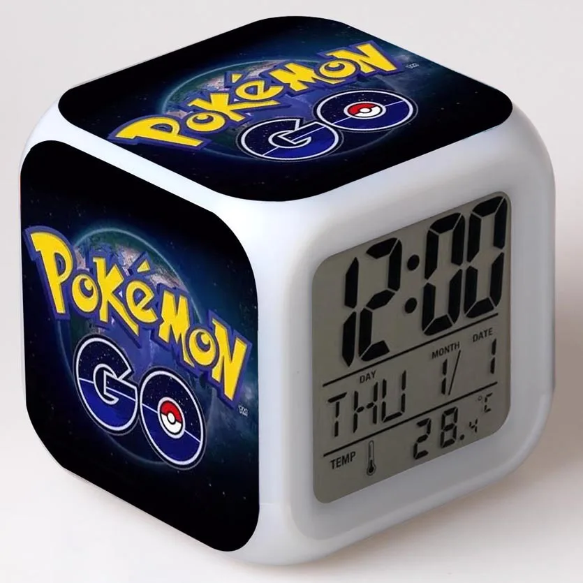 

New cartoon Pokemon go Pikachu reloj despertador digital led 7 Color Changing Alarm Clock Bedroom Night Light Clocks Kids Toys