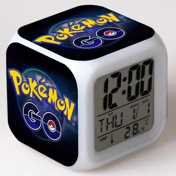 

New cartoon Pokemon go Pikachu reloj despertador digital led 7 Color Changing Alarm Clock Bedroom Night Light Clocks Kids Toys