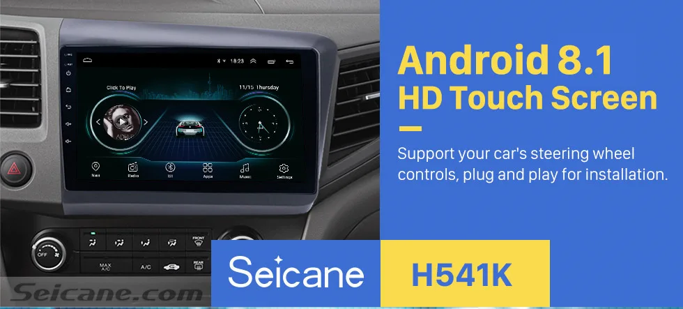 Perfect Seicane Android 8.1 2din Car Multimedia Player GPS Navigation For Honda Civic 2012 2013 car stereo Support DAB+ Mirror link 0