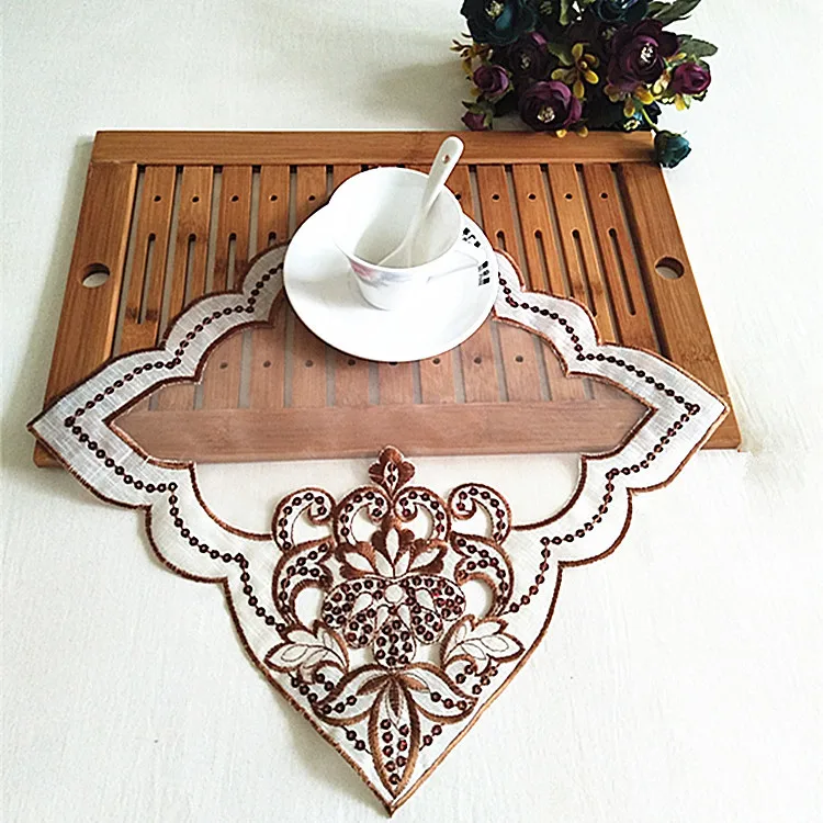 

Modern Minimalist Embroidery Tulle Tablecloth Napkin Sequins Vase Jewelry Pad Coasters European Home Dust Cover Towel Table Mat