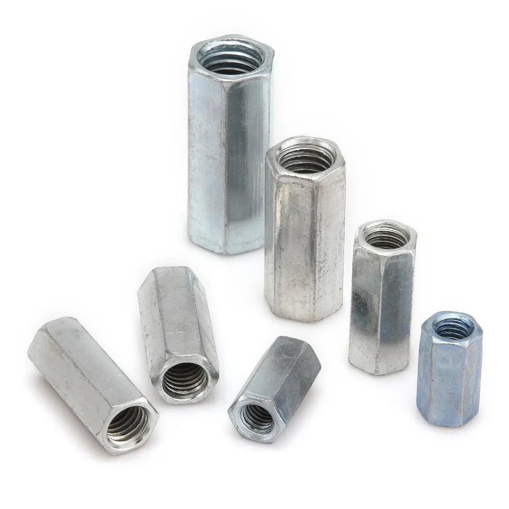 10ピース鋼六角コネクタナットm6 * 18 m8 * 28 m10 * 32 m12 * 38ジョイントナット亜鉛メッキ拡張六角ナット拡張