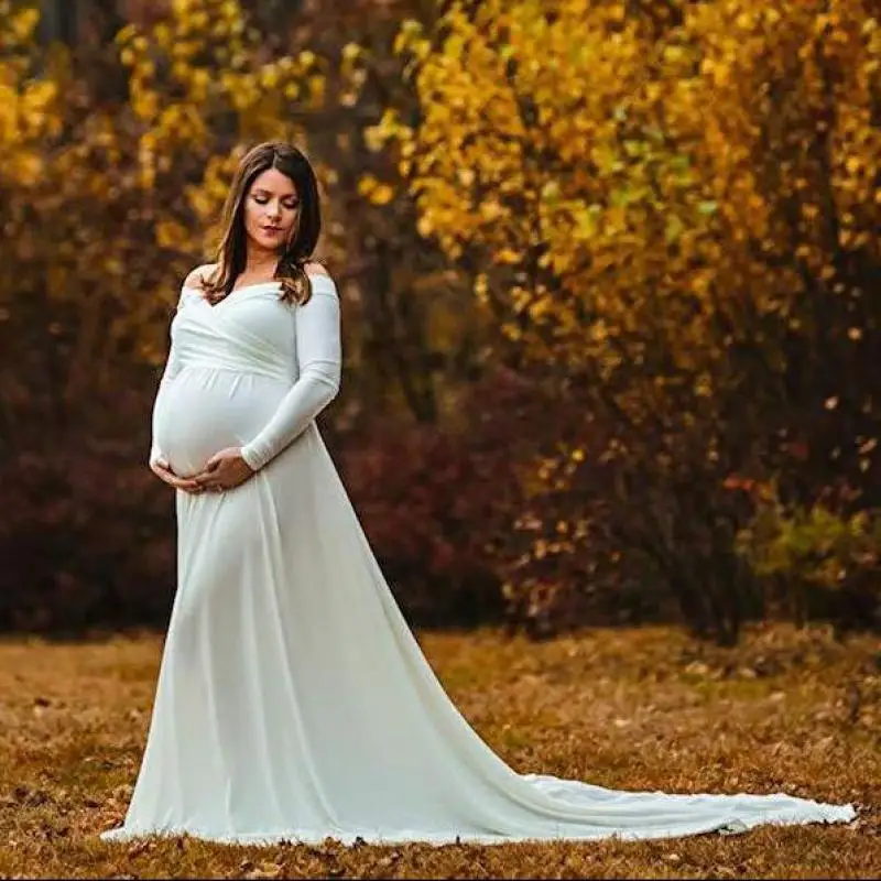 

2019 New Maternity Photography Props Maxi Maternity Gown Maternity Mermaid Dress Maternity Fancy Photo Shooting Pregnant Dress