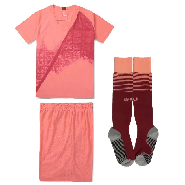 BS pink 18/19 детские футбольные тренировочные костюмы униформы survetement foot Униформа детские футбольные футболки+ шорты костюмы для бега Бесплатные Носки - Цвет: BS pink