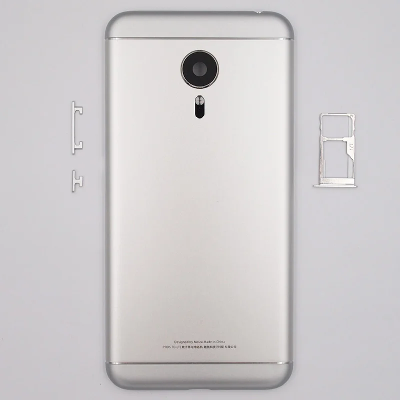 Baansam Батарея задняя крышка лотка sim-карты слот для MEIZU Pro 5/5,7 дюймов Корпус чехол с Мощность кнопки регулировки громкости+ Камера объектив - Цвет: Серебристый