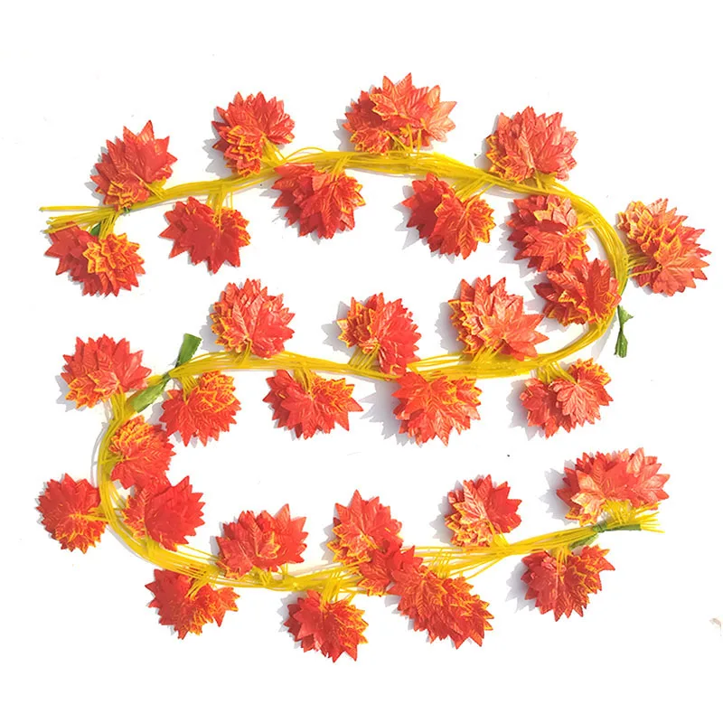 Hot Selling!! 2.3m Windowill Autumn Leaves Garland Maple Leaf Vine Fake Foliage home garden Decoration