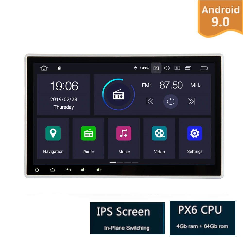

IPS 10.2" Android 9.0 Car GPS Radio Player for double 2 din Universal with PX6 4GB+32GB Auto Stereo Multimedia Headunit