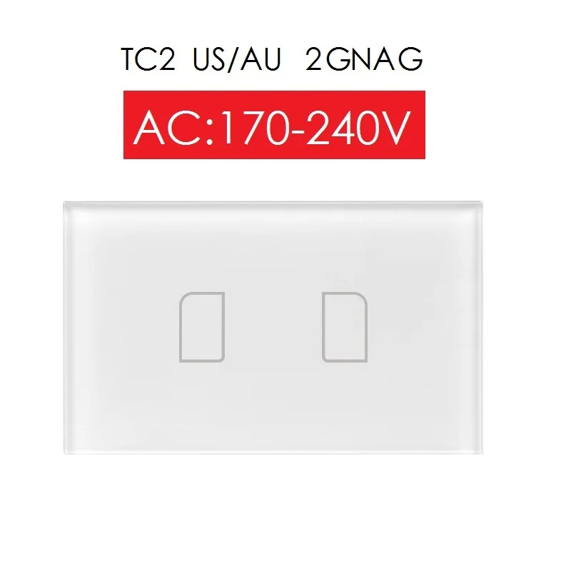 Broadlink TC2 US/AU умный дом RF сенсорный светильник переключатели 1/2/3 110V 220V Дистанционное Управление настенный сенсорный выключатель работает rm pro пульт дистанционного управления - Цвет: TC2 US 220V 2GANG