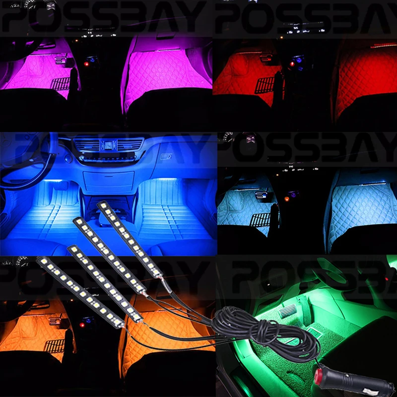 4 In1 12 Led Universal Footwell Floor Decor Atmosphere Light For 4 In1 12 Led Universal Footwell Floor Decor Atmosphere Light For Ford Toyota Bmw Car Interior Neon Strip Lights Decoration In Signal Lamp From