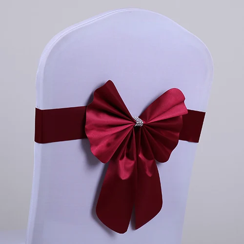 Big Discount with Top Quality!! 100pcs Burgundy Chair Sash& Chair Cover