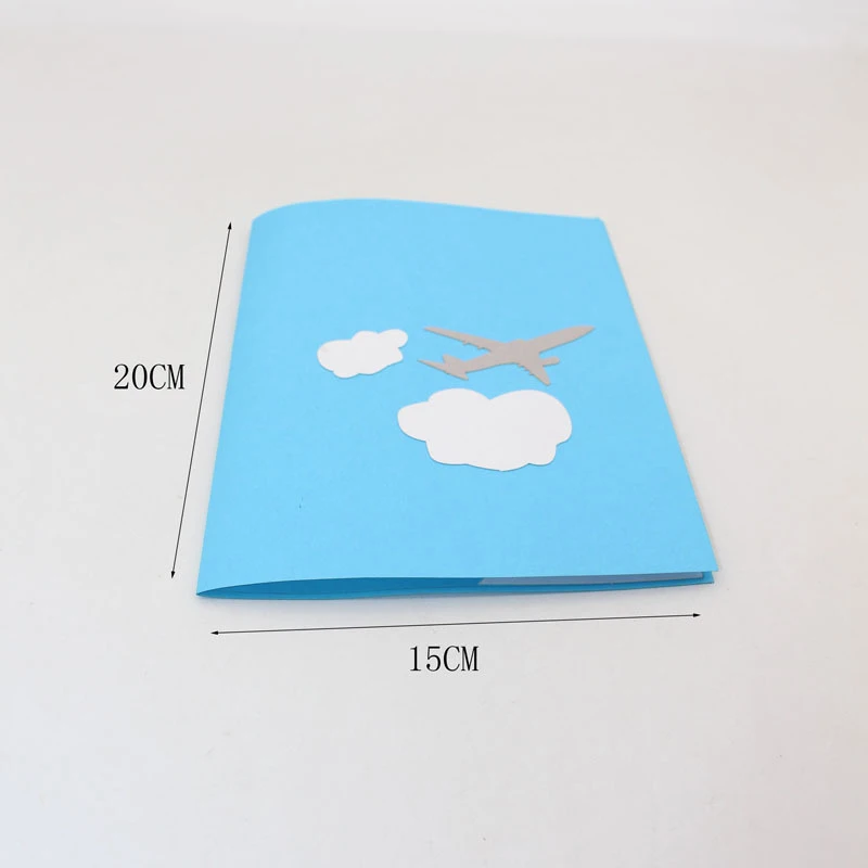  3D Handmade Blue Cover Fly Plane Aircraft Paper Invitation Greeting Cards PostCard Business Kids Bi - 33016793062