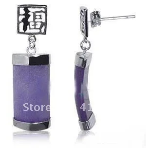 

free shipping $wholesale_jewelry_wig$ Pretty Purple r Fortune good luck "FU" Earrings J#00277