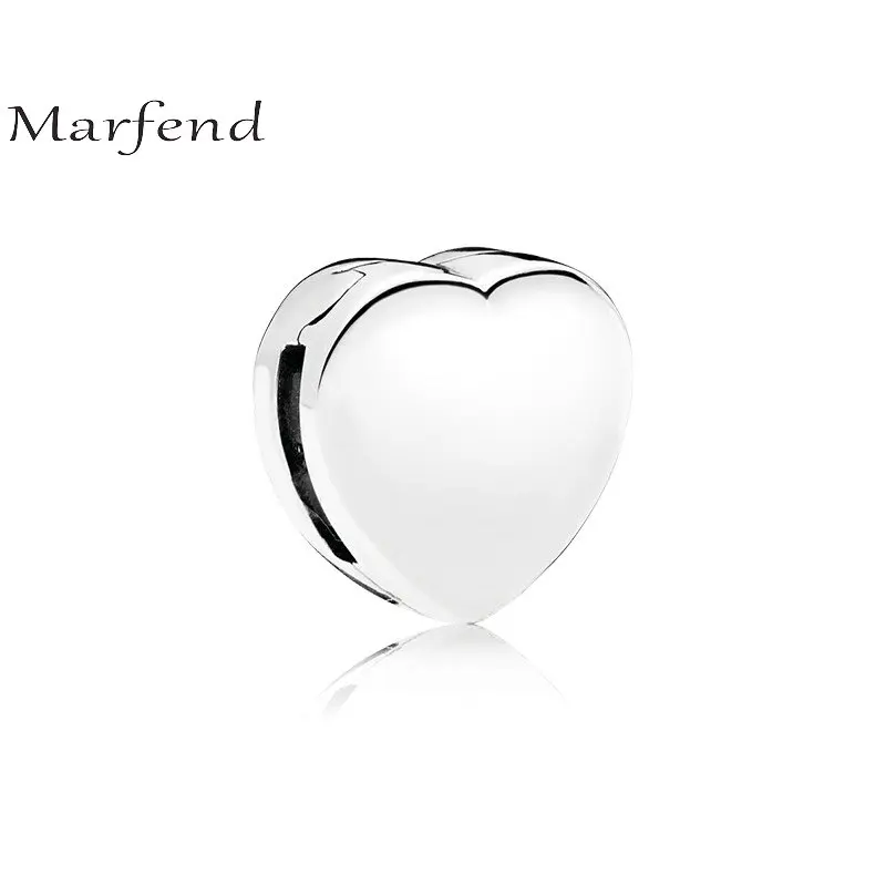 

Marfend Real 925 Sterling Silver Reflexions Love Heart Clip Charm, Rose Golden Color fit Original Marfend Bracelet Beads Jewelry