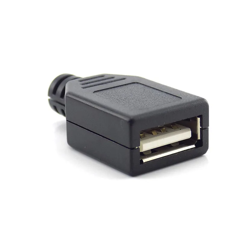 3 в 1 Тип A гнездо USB 2 0 разъем 4 контактный с черным пластиковым покрытием припоя DIY