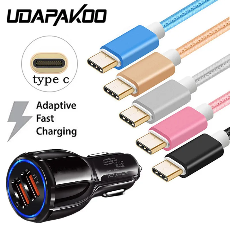 Быстрое Автомобильное зарядное устройство USB Type C кабель для Samsung galaxy s8 s9 s10 note 9 honor