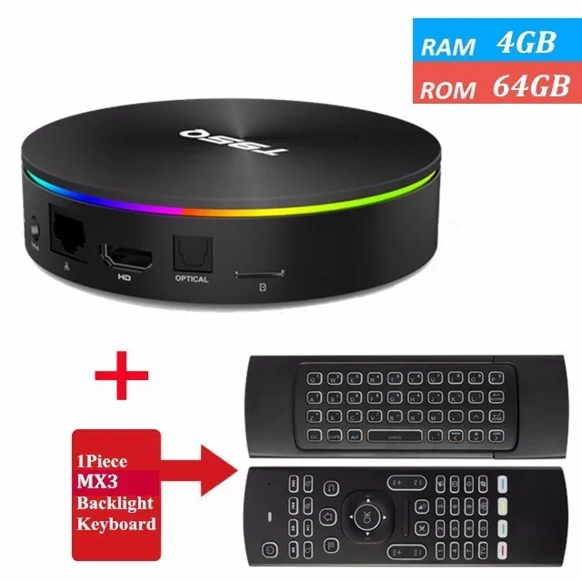 T95Q 4 Гб 64 ГБ Android 9,0 Amlogic S905X2 Четырехъядерный 4G 32G tv Box 2,4 GHz& 5GHz Dual wifi BT4.1 100M LAN H.265 4K телеприставка - Цвет: 64G MX3 Backlit