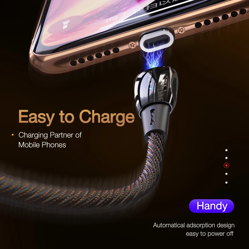 Магнитный кабель Cafele для iPhone Micro type C USB зарядки дата передачи цинковый сплав QC 3 0