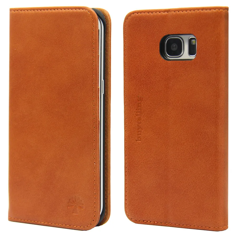 Buytalling Genuine Leather Flip Case For Samsung S7 Edge Wallet Card