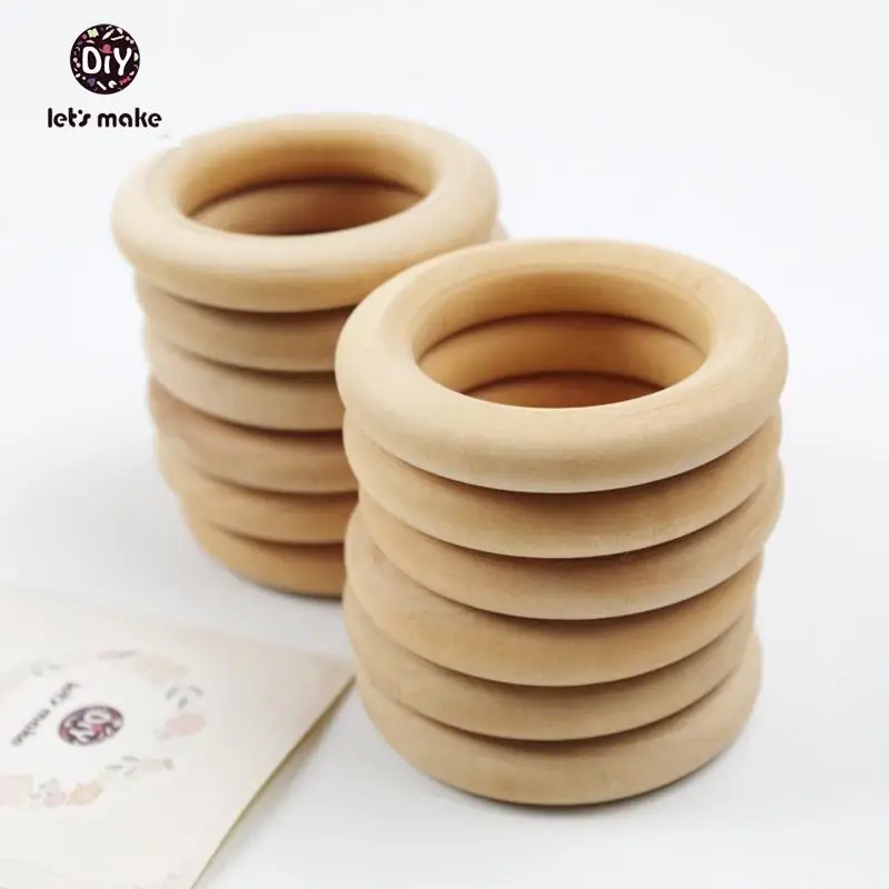 

Let's Make 20pcs/lot Unfinished Teething Ring Add On 2.2 Inches Wooden Rings 56mm Natural Unfinished Wooden Teething Rings