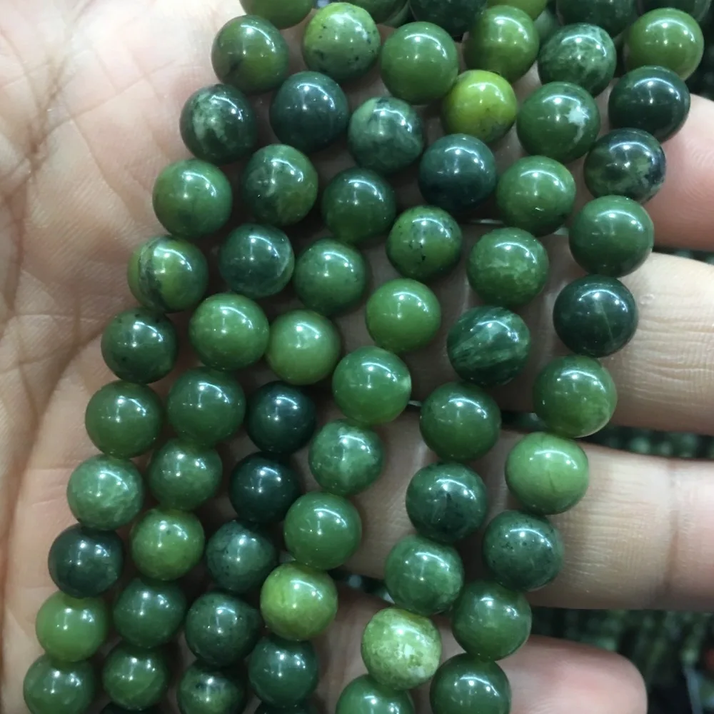 

6-12mm Grade AAA Natural Dark Green African Jades Beads Round Loose Beads for Jewelry Making