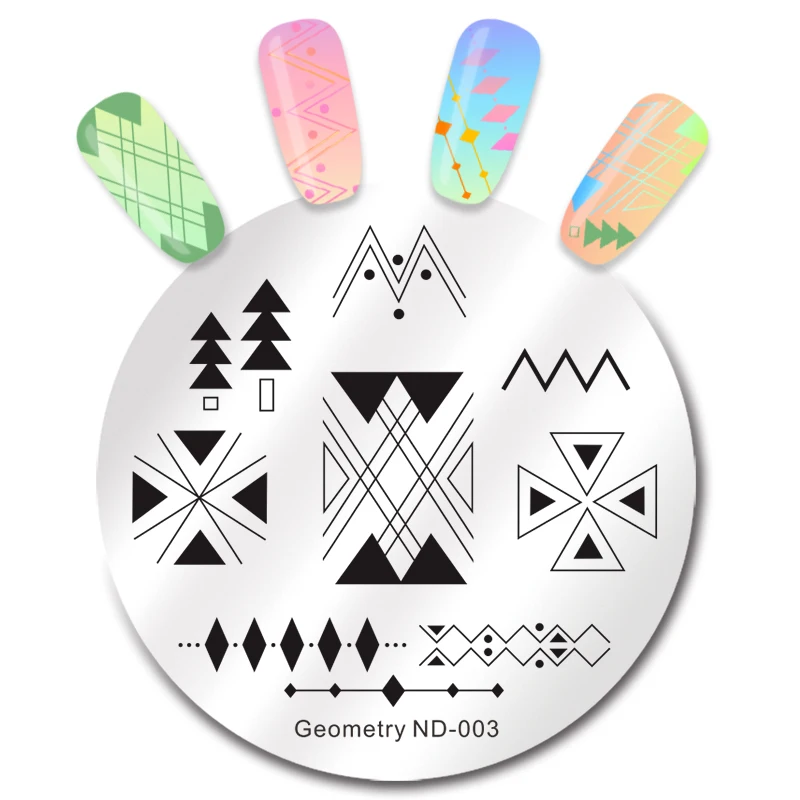 

NICOLE DIARY Geometry Pattern Nail Art Stamp Plate Ocean Series Round Nail Stamping Template Image Manicure Art Stencil