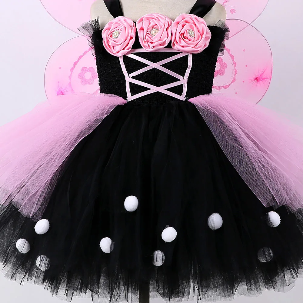 Black Pink Butterfly Princess Dress Teen Girls Clothing for Girls Knee Length Fairy Dress Girls Dresses for Party and Wedding (5)