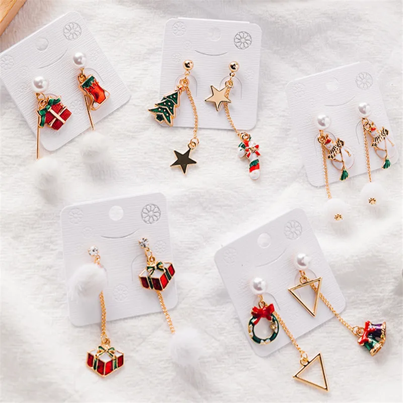 

Modern Women's Earrings 2018 Christmas Tree Sock Gifts Bell Women Dangle Earring Korean Fashion Cute Female Jewelry Accessories