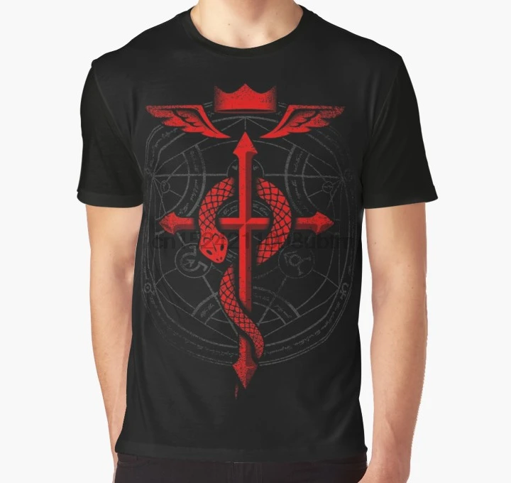 

All Over Print 3D Tshirt Men Funny T Shirt Fullmetal Alchemist Flamel Graphic T Shirt