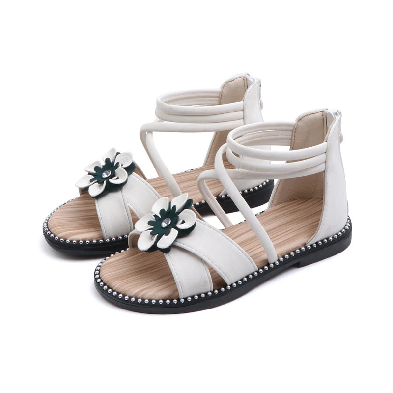 

Summer Flat Heels Girls Sandals 2019 Summer Flower Princess Shoes Fashion Girl Boots Zipper Korean Kids Shoes Children Sandals
