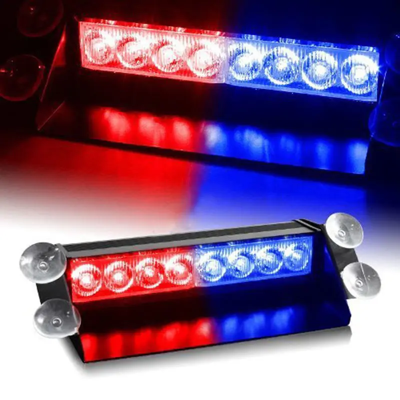 Красный/синий 3 стиля мигает Противотуманные фары Алюминиевый корпус 8-светодио дный автомобиля тире Strobe Light вспышки аварийного полиции