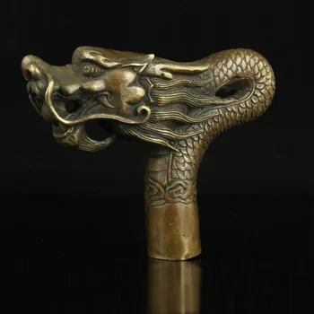 

100% bronze Pure Copper Brass China Old Handwork Carving Bronze Dragon Statue Cane Head Walking Stick
