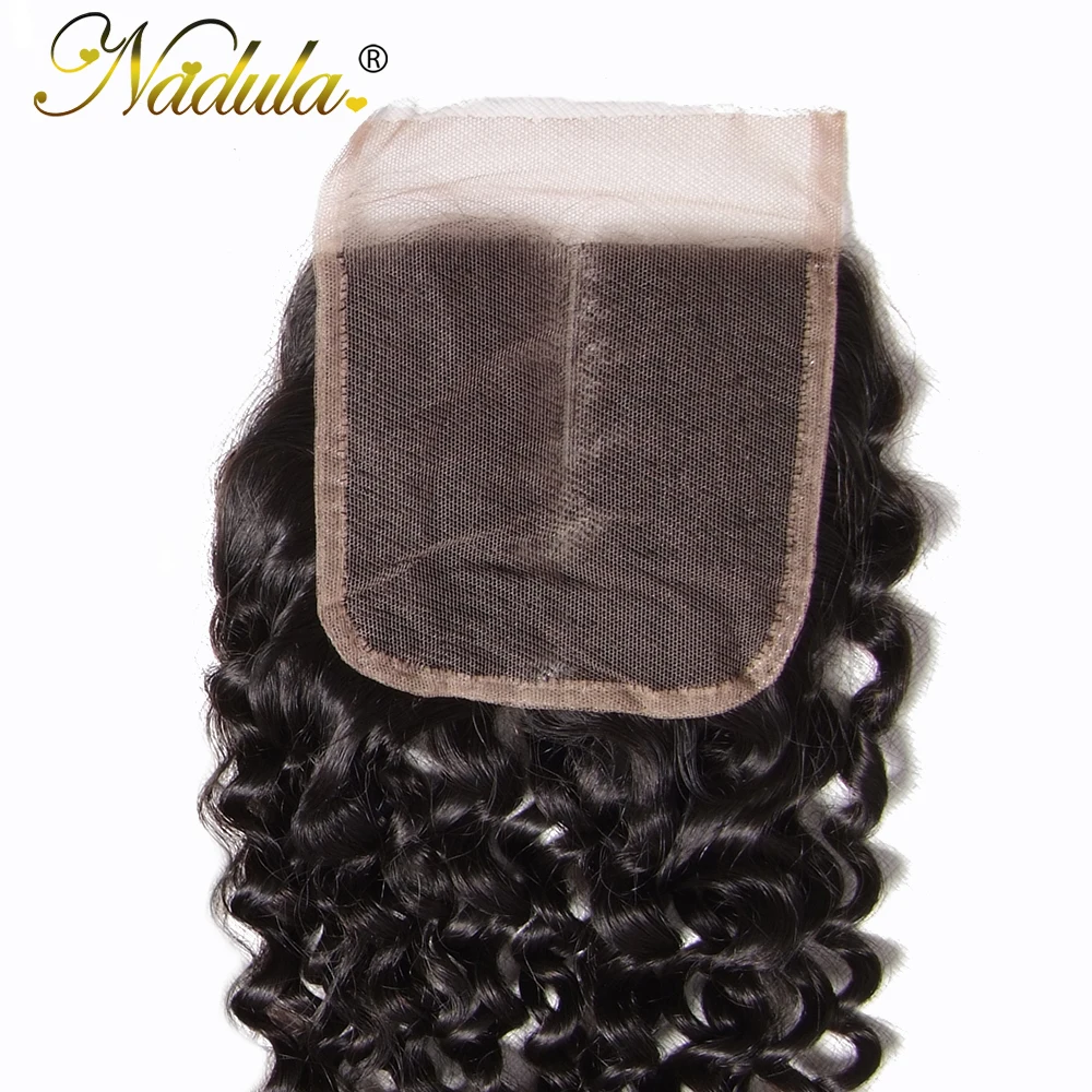 Nadula волос перуанские вьющиеся волосы средняя часть синтетическое Закрытие человеческие волосы Weave 10-20 дюймов швейцарская шнуровка Средний коричневый волосы remy