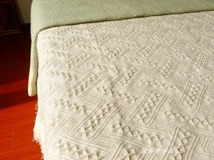 Пряжа Ткань белый диван полотенце одеяло нордический Чистый хлопок вязаный с кисточкой Средиземноморский гостиная диван ткань