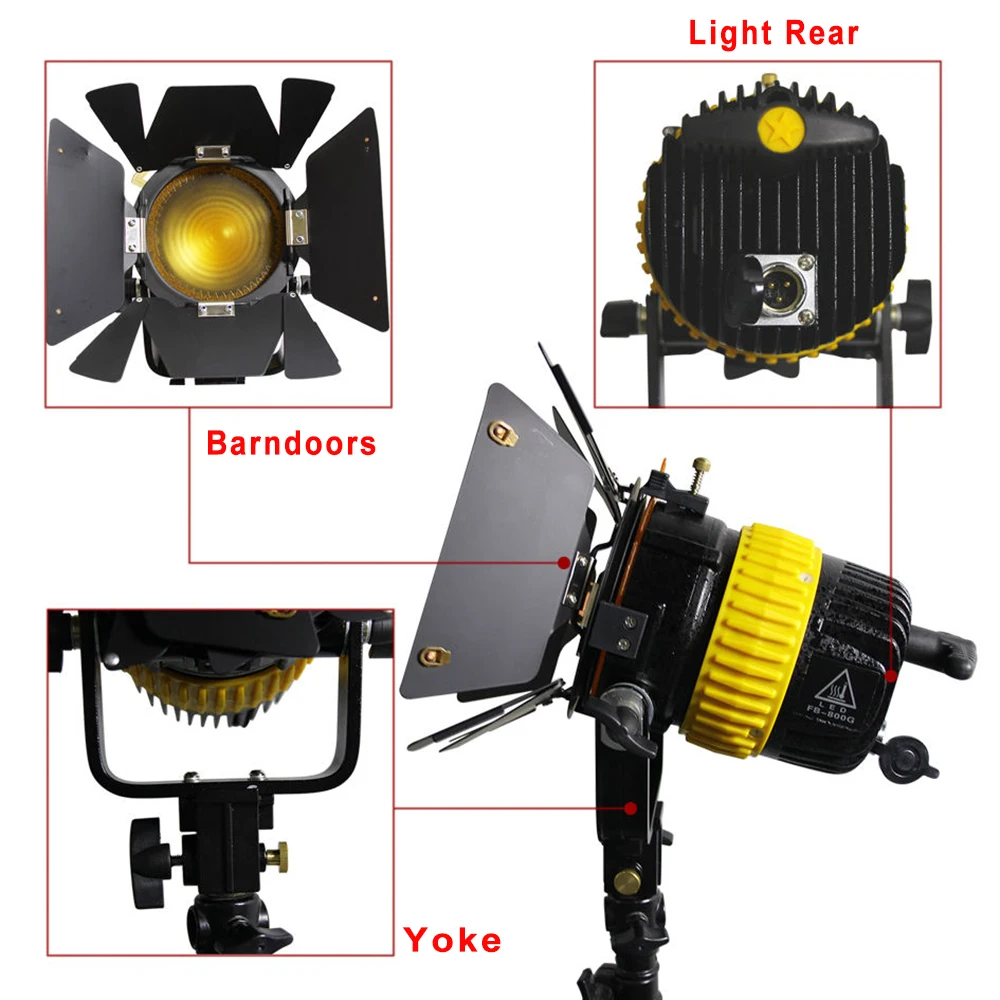 FW-800G 80 Вт светодиодный Френеля пятно светильник 5600 K/3200 K непрерывный светодиодный студийный светильник ing для видеосъемки пленка затемнения светодиодный Френеля пятно светильник