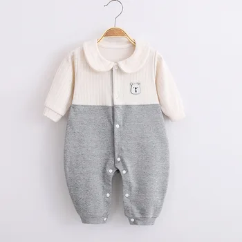 

Baby Rompers Autumn Peter Pan Collar Long Sleeve Cotton Striped Boys Clothes Newborn Baby Pajama Girl Rompers 0-2Y