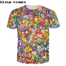 PLstar Космос Для женщин Для мужчин Забавные топы 150 футболка покемон 90 s видео игры/аниме 3d принт футболка символов футболки с рисунком