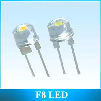 

500pcs bright straw hat led 0.5W F8 8mm white LED lamp beads for flashlight
