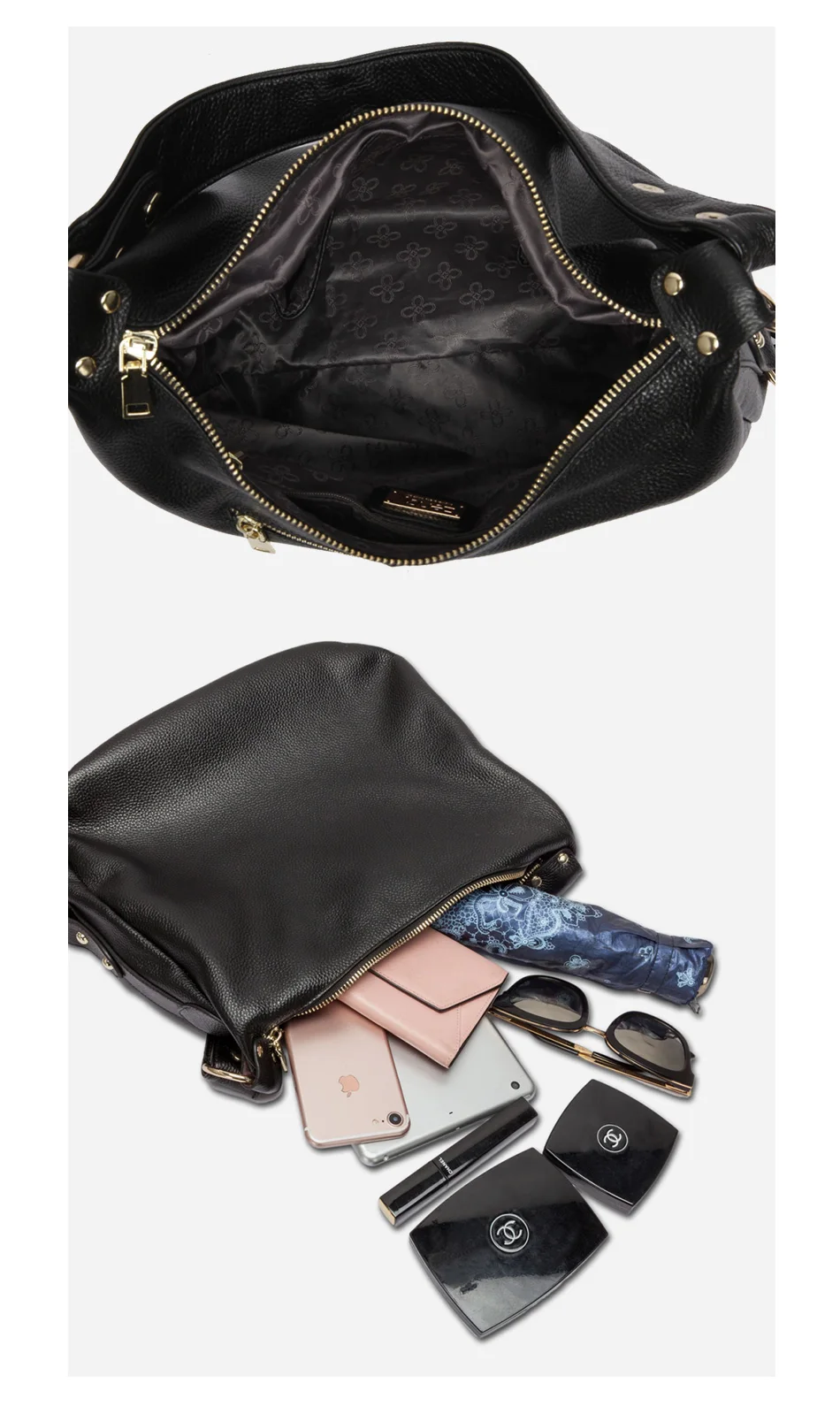 Luxury Genuine Leather Hobo Crossbody Messenger Bag Vibe Handbags