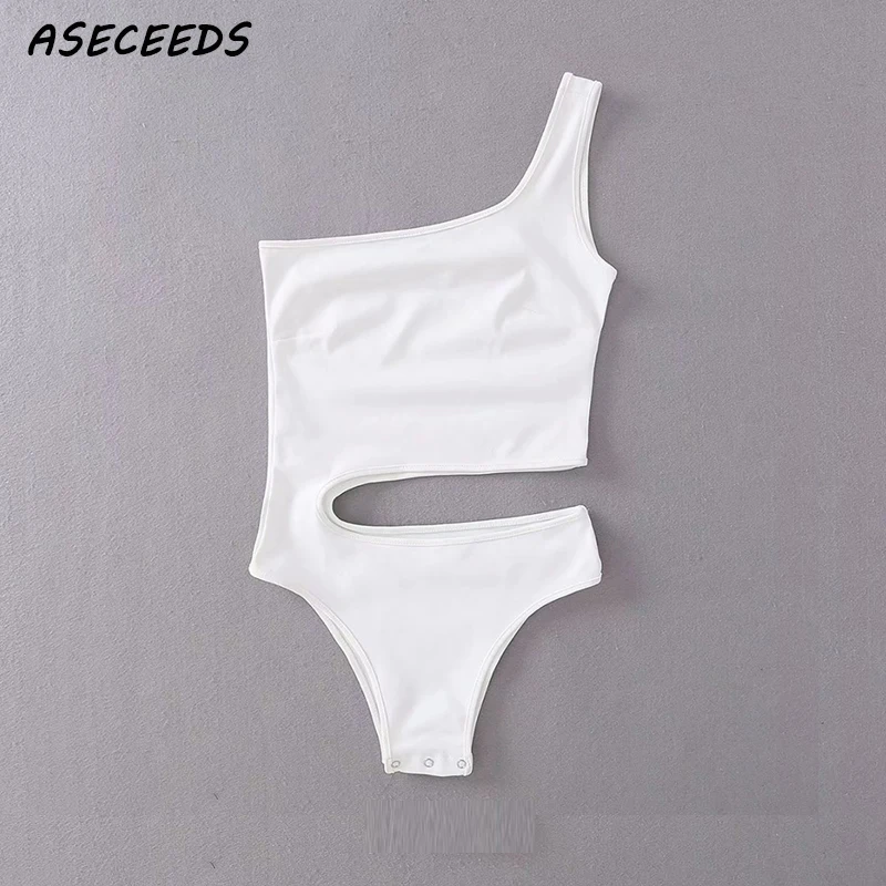 2019 Women White Black Sleeveless Bodysuit Summer Beach One Off Shoulder Hollow Out Sexy Slim bodycon Jumpsuit beach Overalls 2019 Women White Black Sleeveless Bodysuit Summer Beach One Off Shoulder Hollow Out Sexy Slim bodycon Jumpsuit beach Overalls